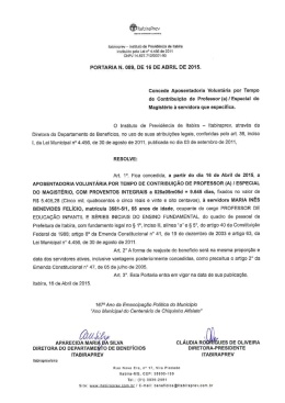 Portaria 089/2015 – Aposentadoria de Maria Inês