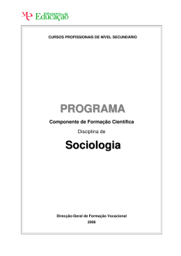 PROGRAMA Sociologia - Cat&aacute;logo Nacional de Qualifica&ccedil;&otilde;es