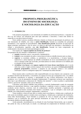 Proposta Program&aacute;tica do Ensino de Sociologia e - SED