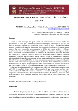 filosofia e sociologia : um estímulo á consciência crítica