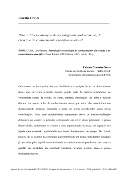 Introdu&ccedil;&atilde;o &agrave; sociologia do conhecimento, da ci&ecirc;ncia e do