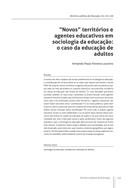 “Novos” territórios e agentes educativos em sociologia da educação