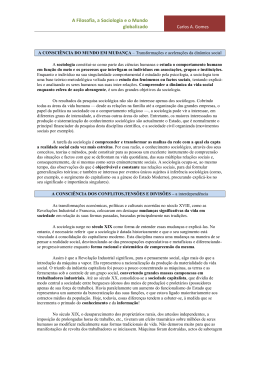 A Filosofia, a Sociologia e o Mundo globalizado