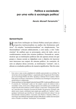 Pol&iacute;tica e sociedade: por uma volta &agrave; sociologia pol&iacute;tica
