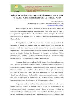 An&aacute;lise sociol&oacute;gica de casos de viol&ecirc;ncia contra a mulher No cear&aacute;