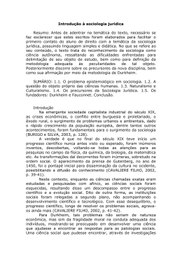 Introdu&ccedil;&atilde;o &agrave; sociologia jur&iacute;dica Resumo: Antes de