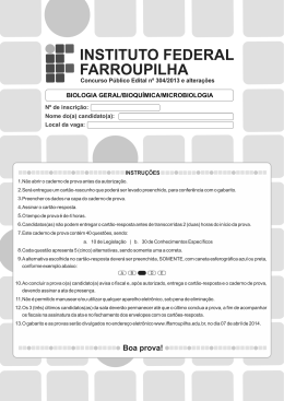 Prova - Biologia Geral/Bioqu&iacute;mica/Microbiologia