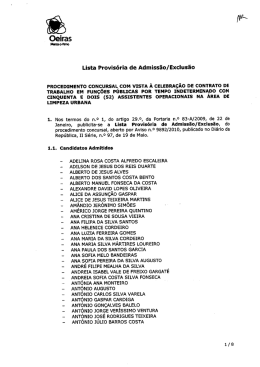 Lista Provisória de Admissão] Exclusão