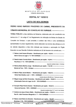 EDITAL N.° 10/2012 LISTA DE BOLSEIROS