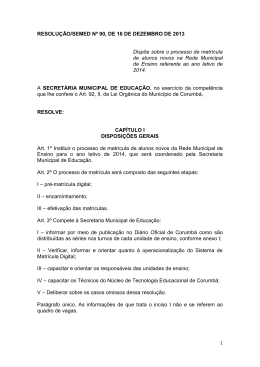 RESOLU&Ccedil;&Atilde;O/SEMED N&ordm; 90, DE 16 DE DEZEMBRO DE 2013