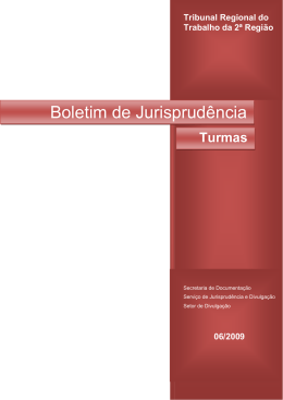06/2009 - Tribunal Regional do Trabalho da 2&ordf; Regi&atilde;o SP