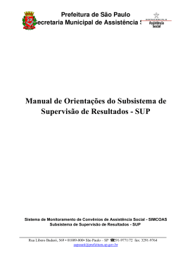 Manual de Orientações do Subsistema de Supervisão de Resultados