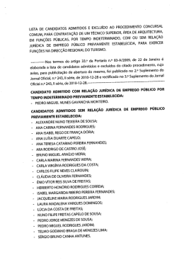 Lista de candidatos admitidos e excluídos para a categoria de um