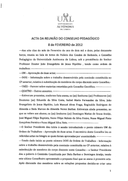 Acta da Reuni&atilde;o do Conselho Pedag&oacute;gico de 08 de Fevereiro de