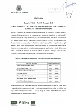 Aplica&ccedil;&atilde;o do 1&ordm; M&eacute;todo de Sele&ccedil;&atilde;o