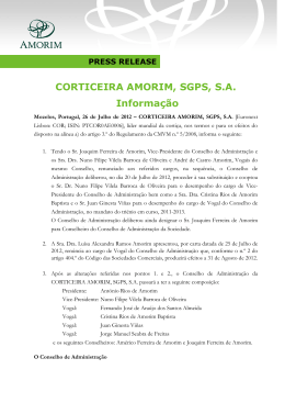 CORTICEIRA AMORIM, SGPS, S.A. Informação