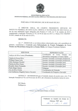 Portaria n&ordm; PEP.0092-2015, de 26 de maio de 2015
