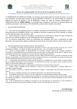 Edital de Convoca&ccedil;&atilde;o CCS N&ordm; 25/2014