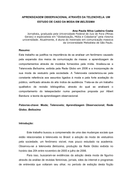 APRENDIZAGEM OBSERVACIONAL ATRAV&Eacute;S DA TELENOVELA