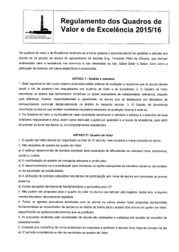 Regulamento dos Quadros de Valor e Excelência 2015/16