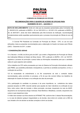 RECOMENDA&Ccedil;&Otilde;ES PARA O QUADRO DE ACESSO DE OFICIAIS