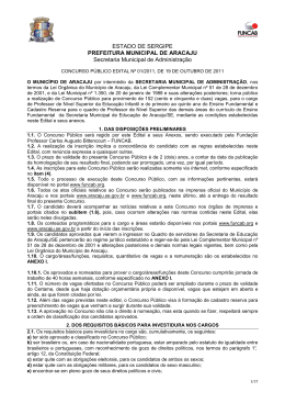 Edital n&ordm; 01/2011 - Prefeitura de Aracaju