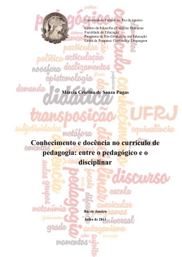 Conhecimento e docência no currículo de pedagogia: entre o