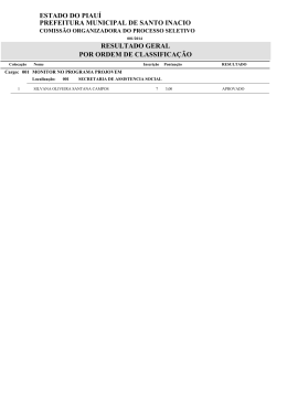 Resultado do Processo Seletivo de Santo In&aacute;cio