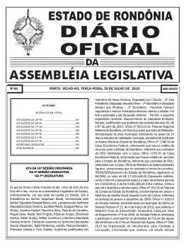 DI&Aacute;RIO DA ALE-RO - Assembleia Legislativa