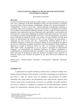 Financiamento ambiental praticado por institui&ccedil;&otilde;es financeiras no