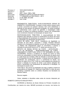 Processo n&deg; : 19515.000474/2002-50 Recurso n&deg; : 144.723 Mat&eacute;ria