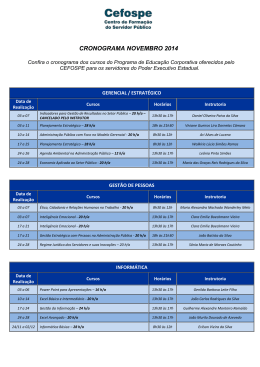 Cronograma dos Cursos &ndash; Novembro 2014