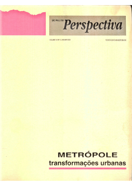 S&atilde;o Paulo em Perspectiva, vol.15 n.1 &ndash; Metr&oacute;pole