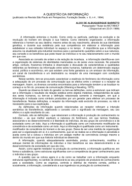A QUEST&Atilde;O DA INFORMA&Ccedil;&Atilde;O