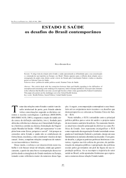 ESTADO E SA&Uacute;DE os desafios do Brasil contempor&acirc;neo