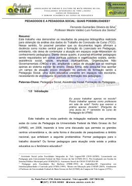 Pedagogos e a pedagogia social: quais possibilidades?