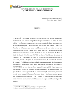 DIFICULDADES QUE CERCAM ADOLESCENTES QUE