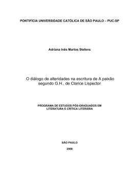 O di&aacute;logo de alteridades na escritura de A paix&atilde;o segundo G.H., de