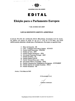 EDITAL - Câmara Municipal de Estarreja
