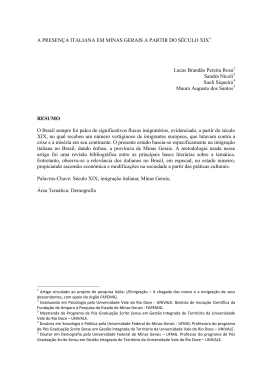a presen&ccedil;a italiana em minas gerais a partir do s&eacute;culo xix