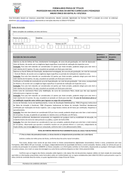 formul&aacute;rio prova de t&iacute;tulos professor nas disciplinas da