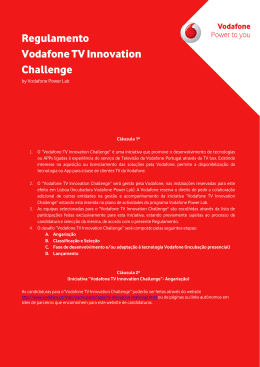 Regulamento Vodafone TV Innovation Challenge
