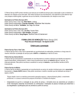 FORMULÁRIO DE NOMEAÇÃO Prêmio Serviço 2015