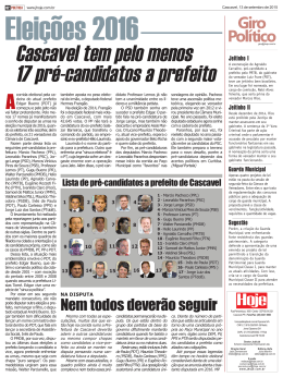 Cascavel tem pelo menos 17 pré-candidatos a prefeito