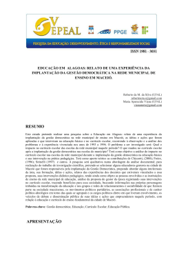 educacao em alagoas relato de uma experiencia da implantacao da