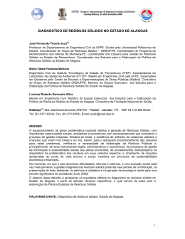 diagn&oacute;stico de res&iacute;duos s&oacute;lidos no estado de alagoas