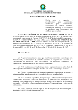 Resolução CNSP No 166, de 2007