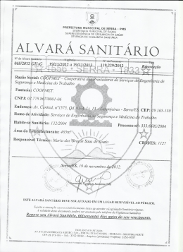 alvar&aacute; de licen&ccedil;a para funcionamento