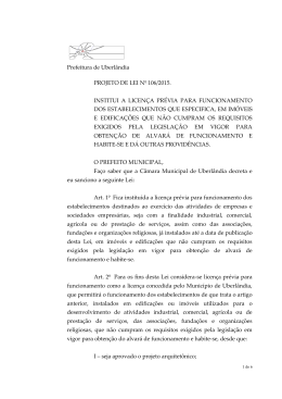 Prefeitura de Uberl&acirc;ndia PROJETO DE LEI N&ordm; 106/2015