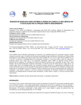 1 ensaios de bancada para estimar a perda de carga e a